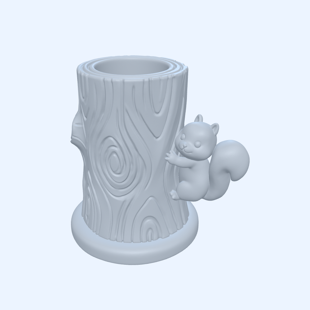 Squirrel on Tree Pen Holder